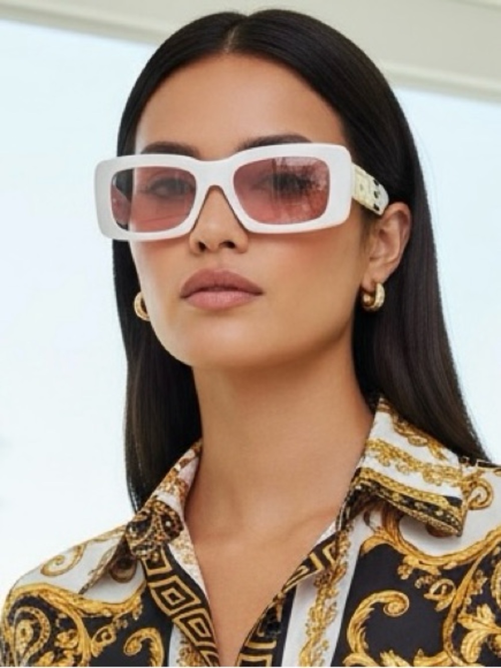 Versace NWT White & Gold Medusa Sunglasses Pink Lens